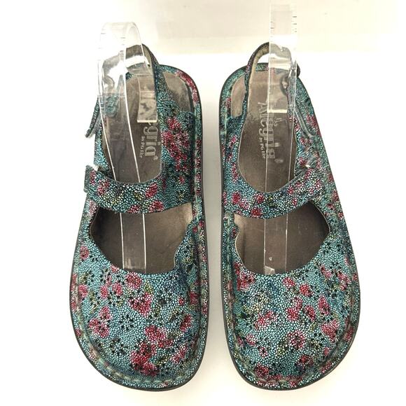 Alegria Women’s Jemma  Mary Jane Clogs Blue Green Floral Size 38 EU / US 8-8.5 - Picture 3 of 12